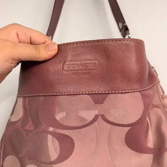 Y2K PINK Coach Signature C Logo Hobo Shoulder Bag VTG Zoe Optic EUC 2000s F14710 - Picture 3 of 11